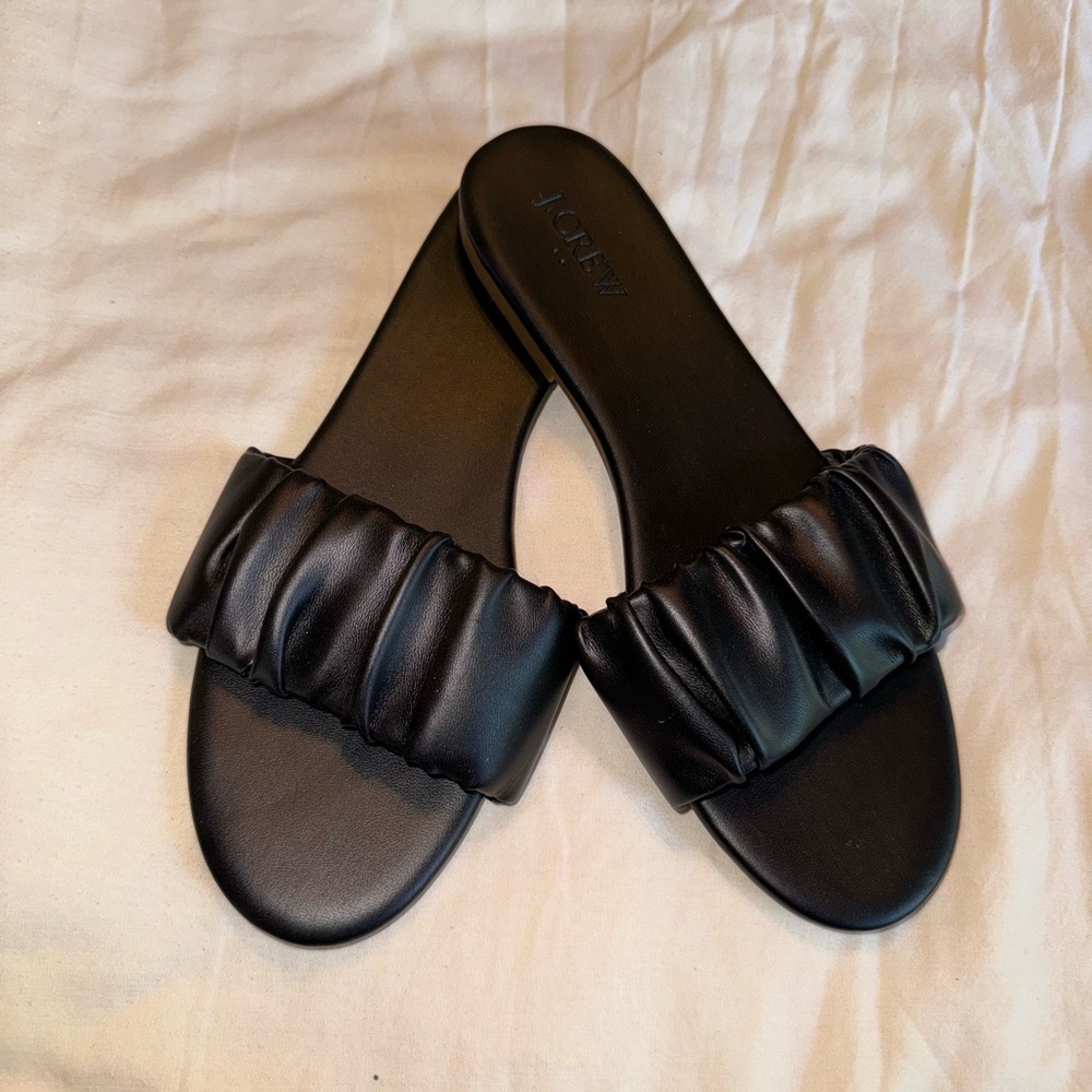 J. Crew Black Slip On Sandals